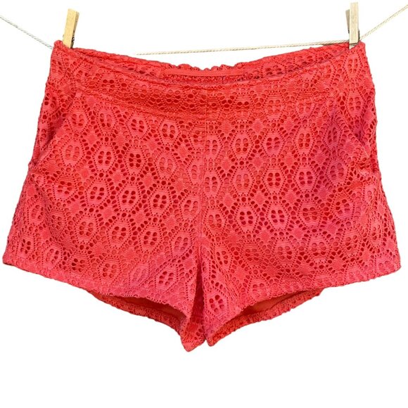 Rewind Pants - Rewind Coral Lace Shorts With Pockets Crochet Shorts Size M